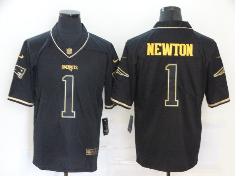 Men New England Patriots #1 Newton Black Retro gold lettering Nike NFL Jersey->oakland raiders->NFL Jersey